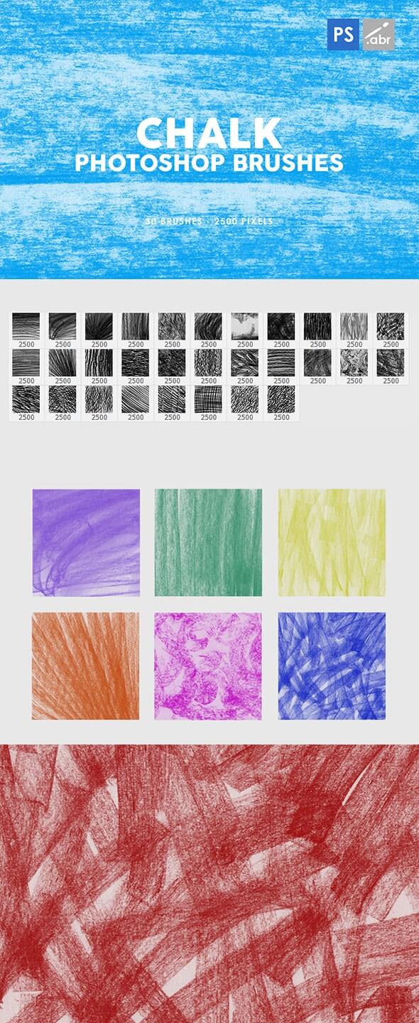 30个粉笔纹理效果ps笔刷素材